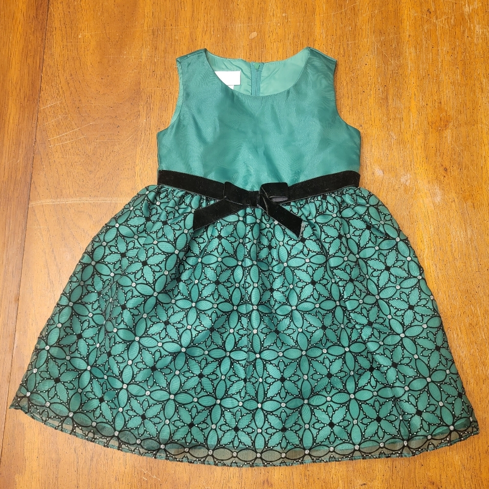 Bonnie Baby Green & Black Formal Holiday Dress - 24 Months
